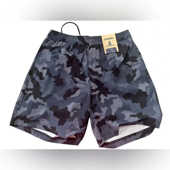 NWT Chubbies Men’s The Camo Glows 7” Performance Shorts in Black/Grey Camo in S - Picture 5 of 7
